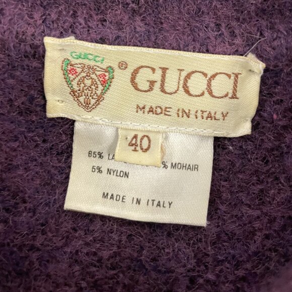 VTG Gucci Womens Sweater EU 40 US M Medium Pullover Purple Collared Wool Mohair - Picture 4 of 9